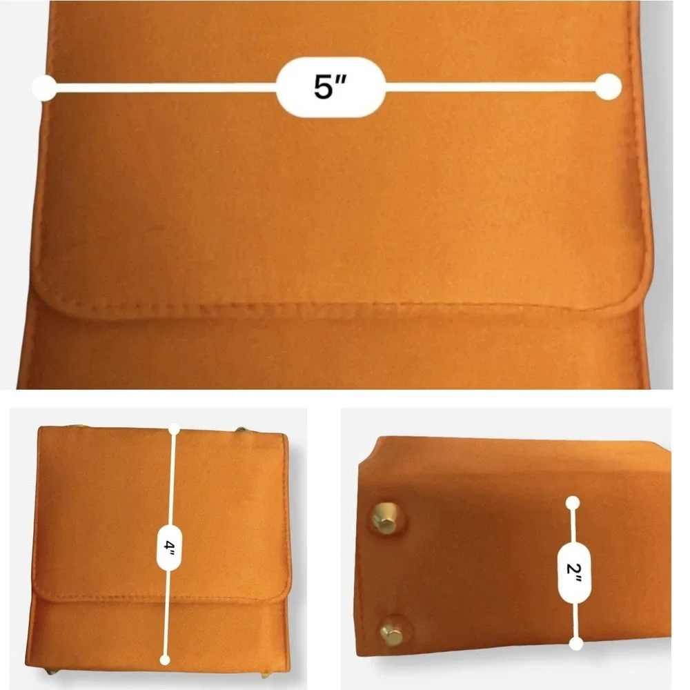 Vintage Satin Clutch Evening Bag Silk Orange Gold Chain‎ Crossbody Clutch